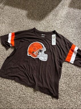 NFL Brown Short Sleeve Tee with Orange Helmet Graphic
